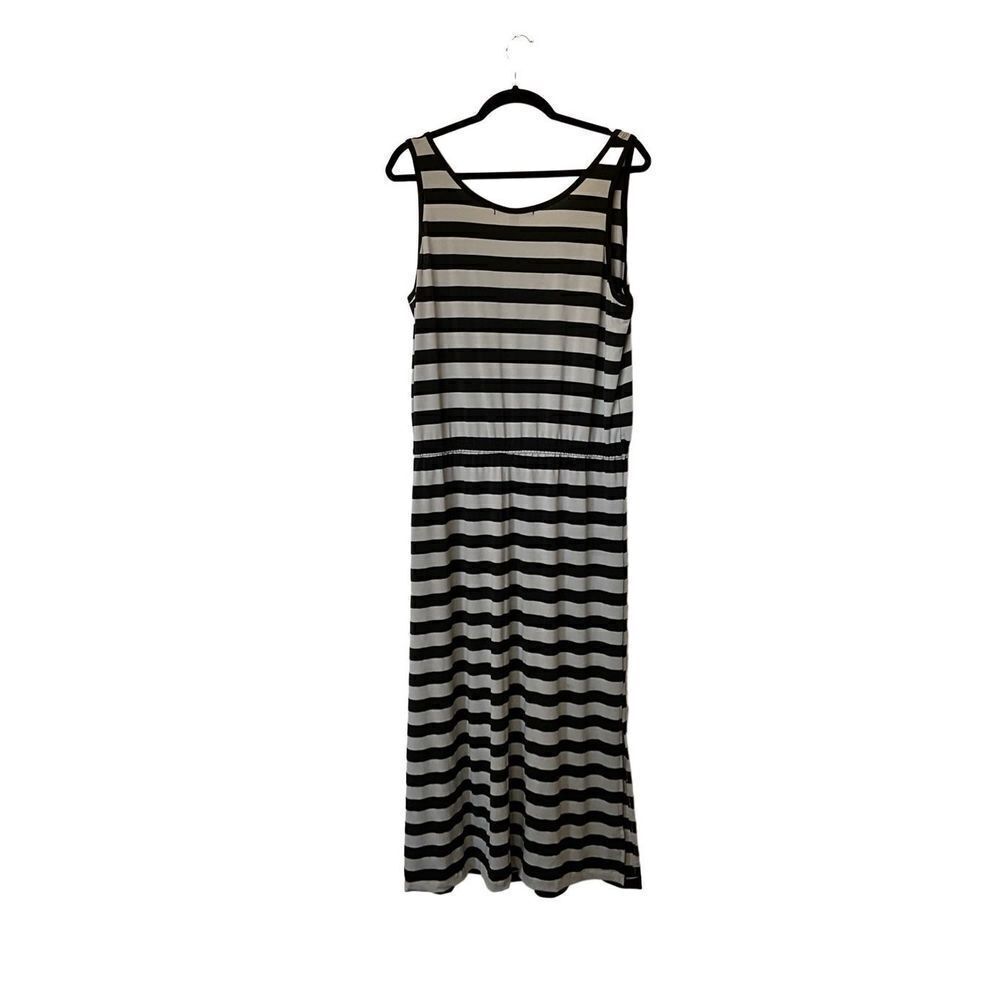 Fever Grey and Black Horizontal Stripe Maxi Dress - Picture 2 of 3